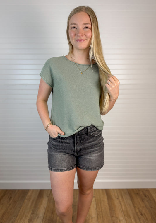Relaxed Fit Short Sleeve Sweater (2 colors)