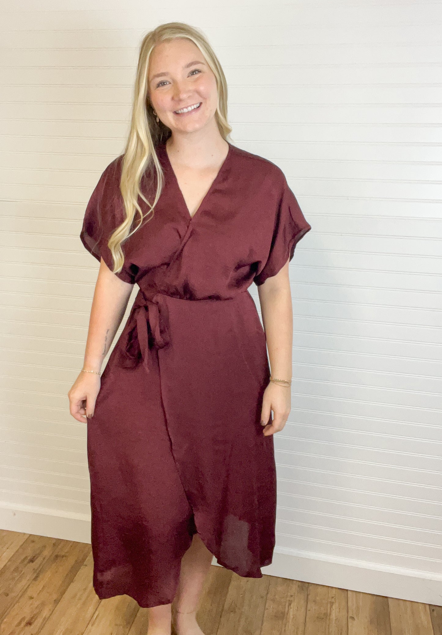 Wrap Midi Dress - Wine