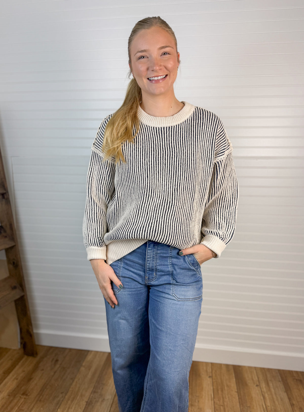 Two Tone Ribbed Sweater (2 colors)
