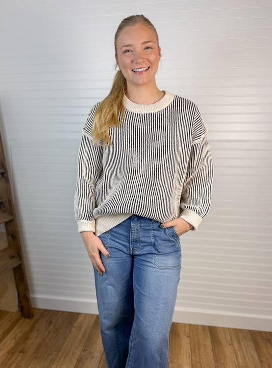 Two Tone Ribbed Sweater (2 colors)