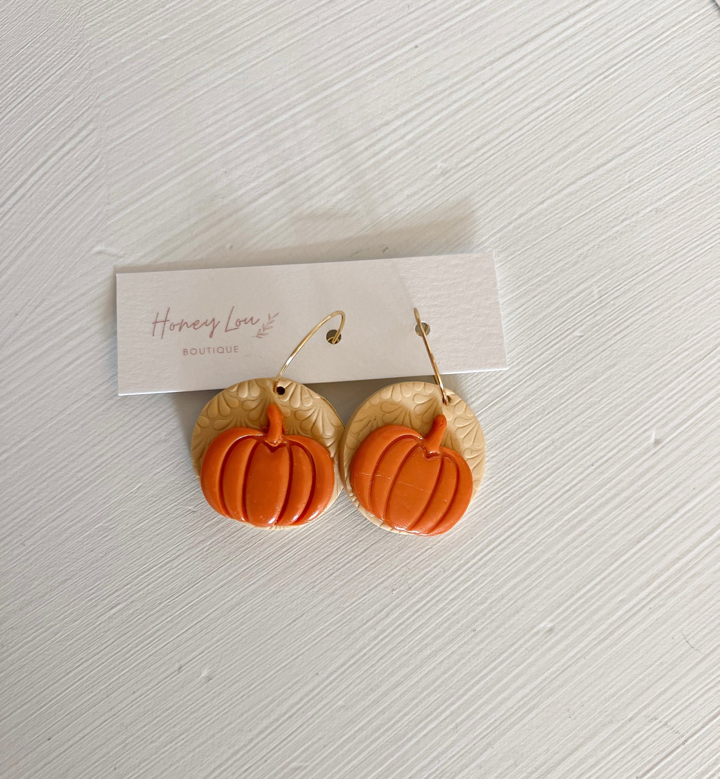 Circle Pumpkin Clay Earrings (3 colors)