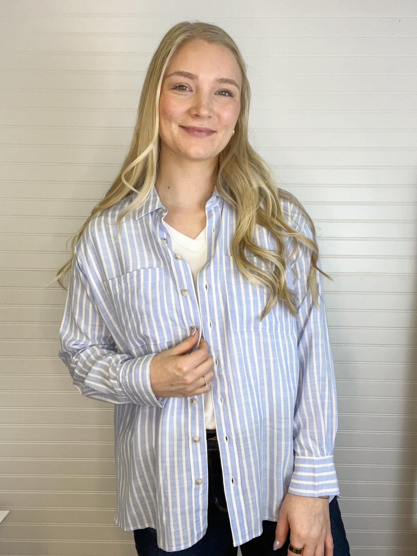 Classic Striped Button Up Top (2 colors)