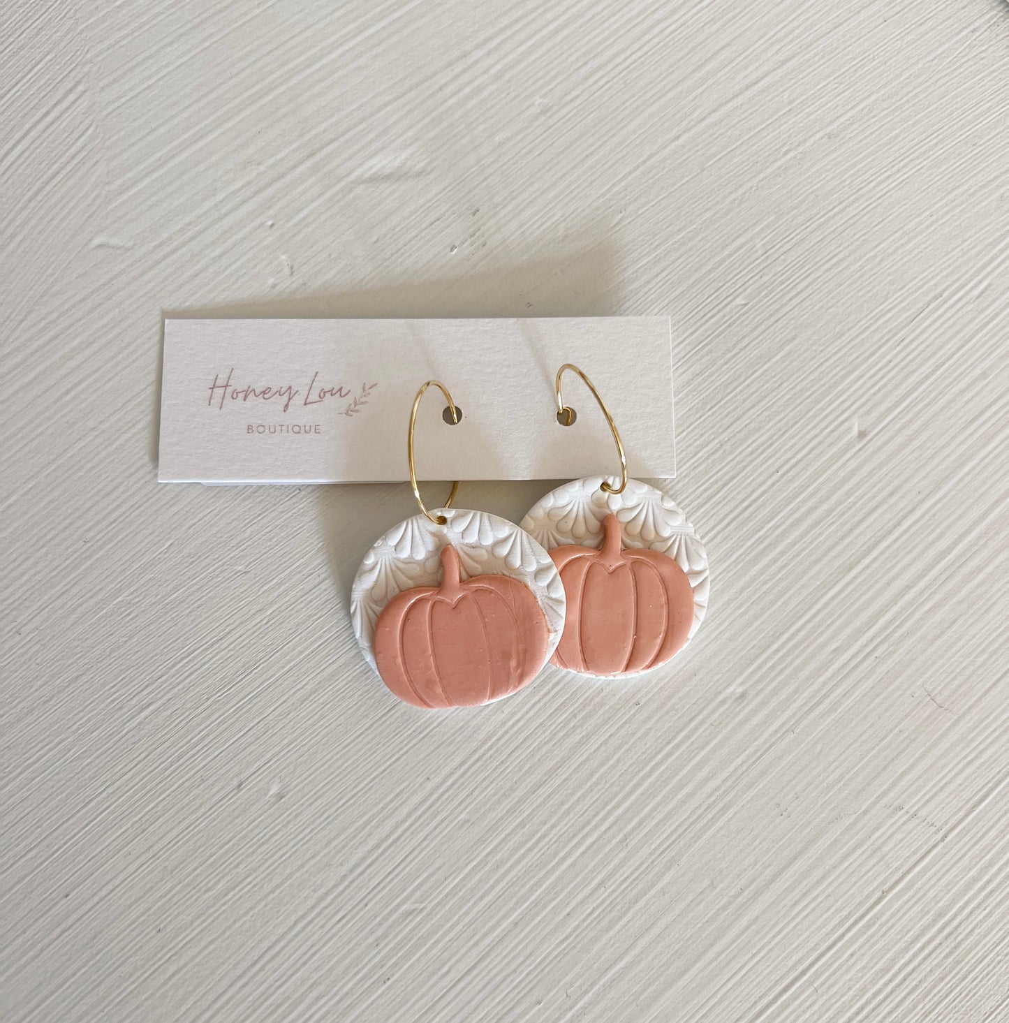 Circle Pumpkin Clay Earrings (3 colors)