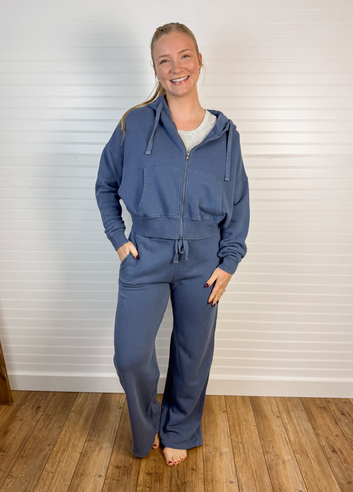 Mineral Wash Luxe Hoodie Jacket - Ocean