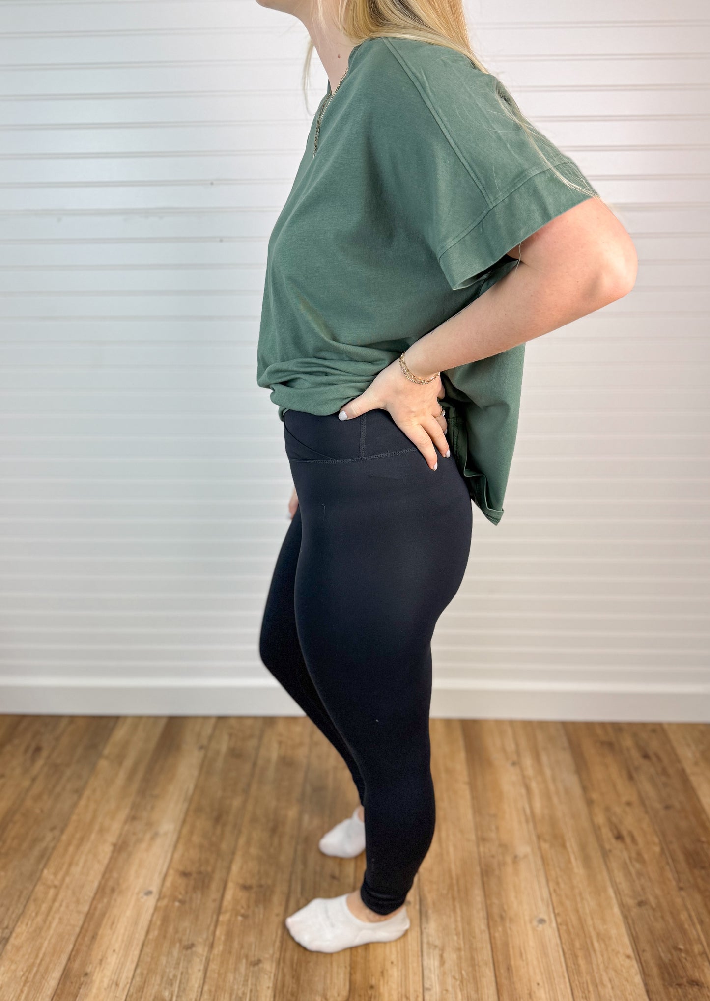 Cloud Crossover Waist Leggings - Black