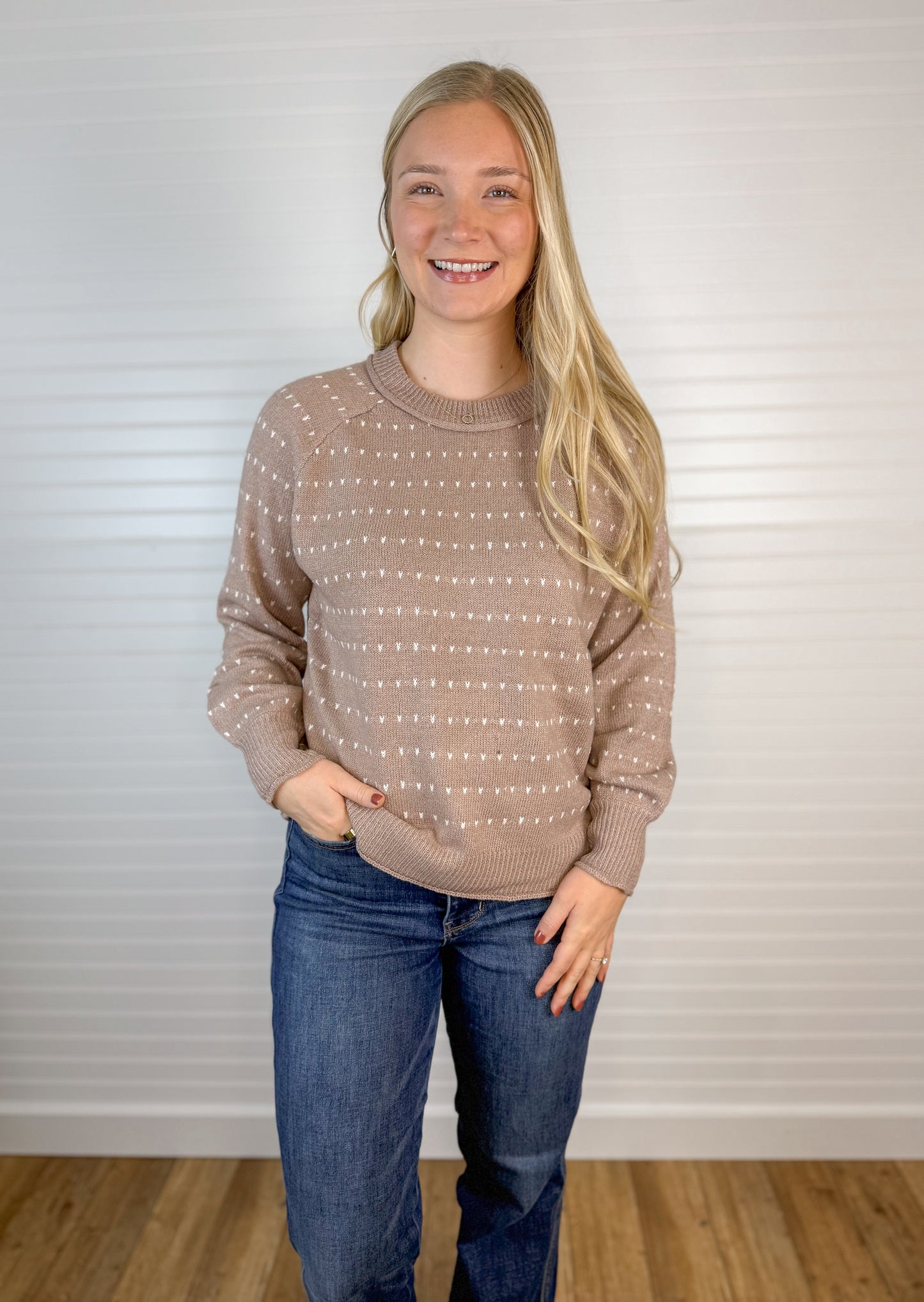 Dotted Striped Sweater - Taupe