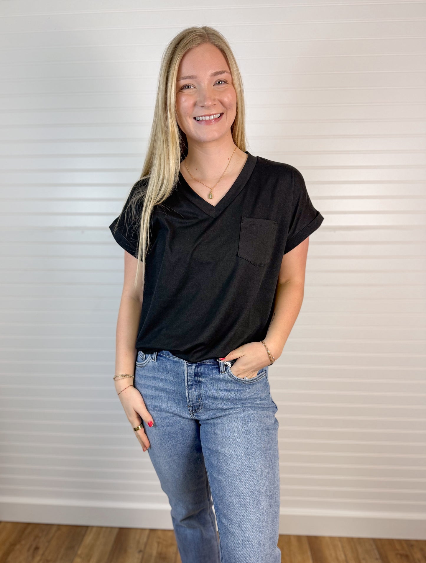 Butter Soft Pocket V-Neck Top (5 colors)