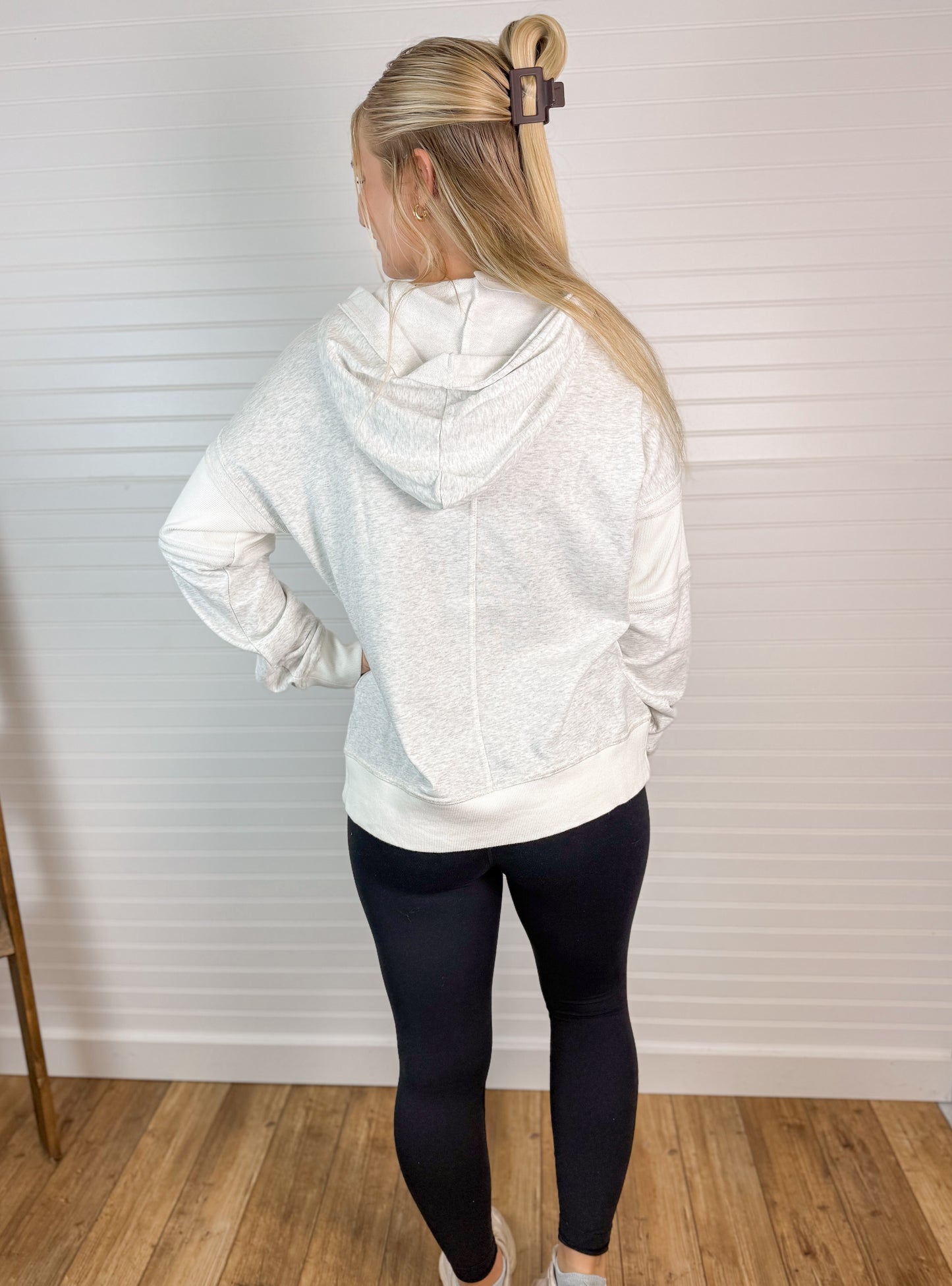 Contrast French Terry Pullover - Heather Grey