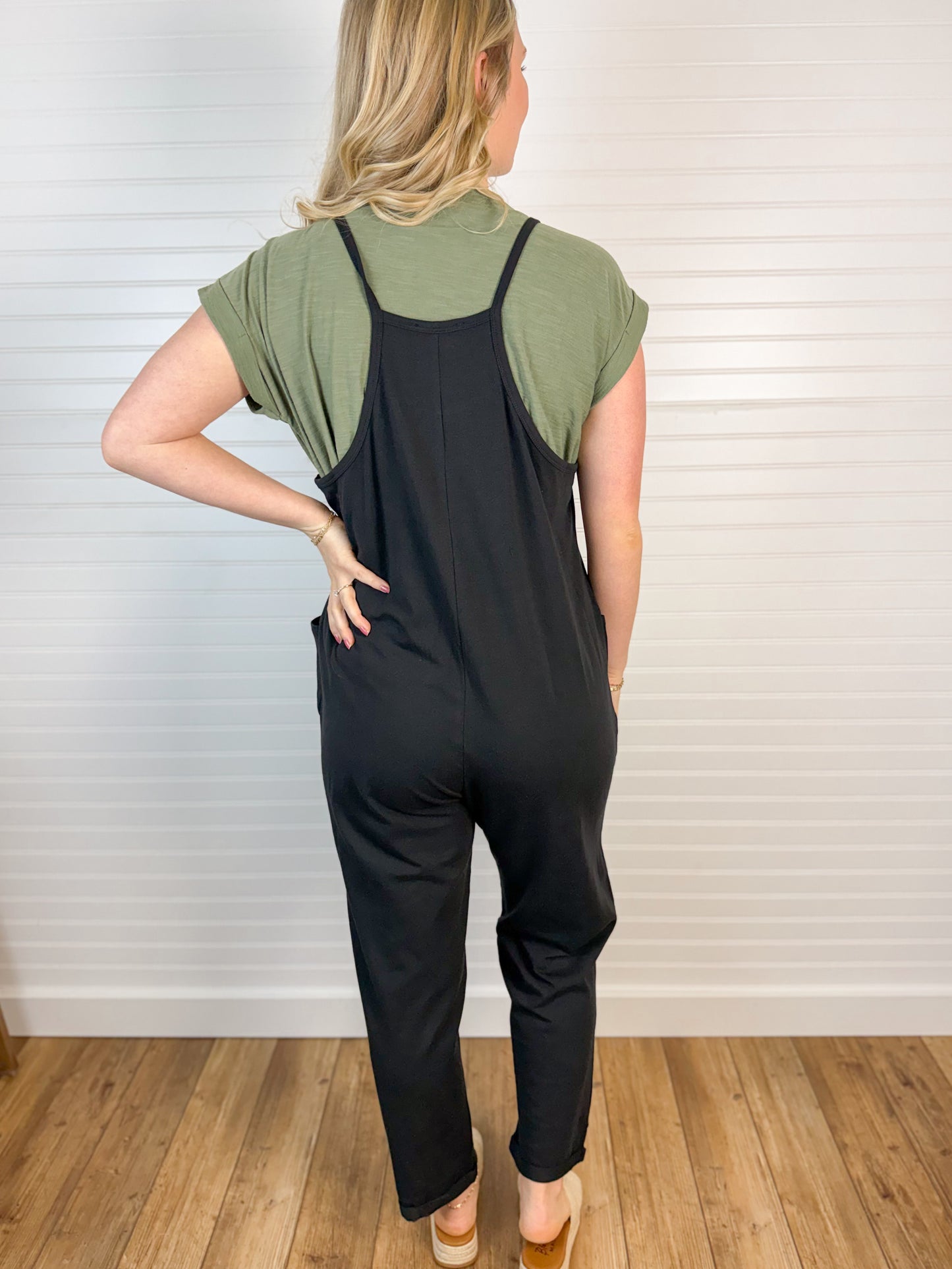 Pocketed Casual Jumpsuit - Black