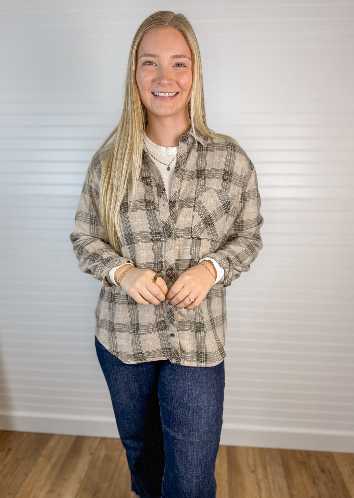 Classic Cotton Plaid Flannel - Taupe