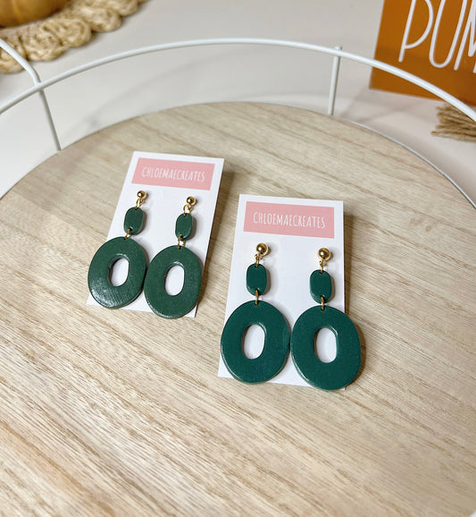 Oval Clay Earrings - Olive