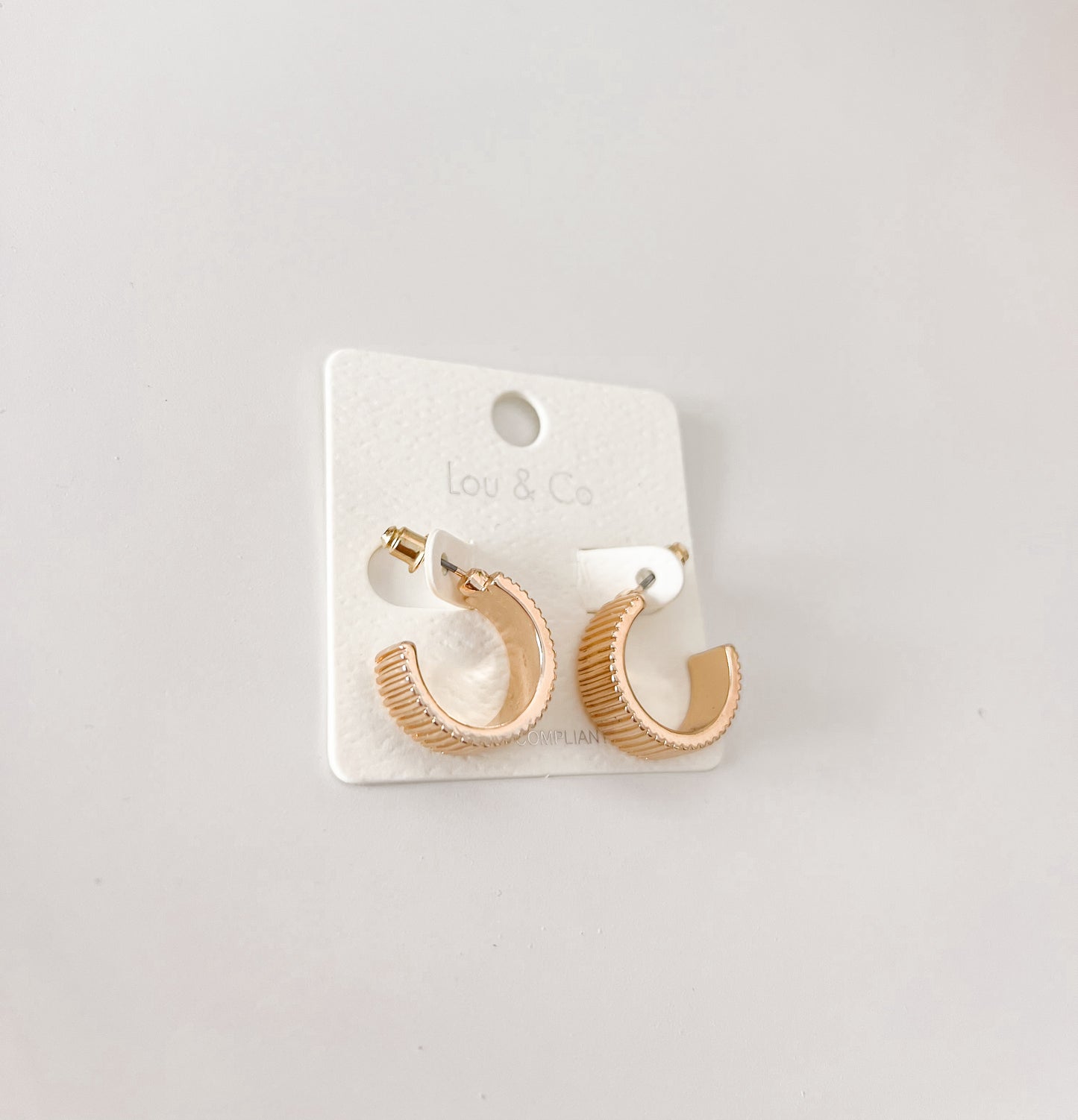 Ribbed Gold Hoop Earrings