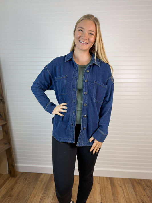 Garment Dyed Cotton Shacket - (3 colors)