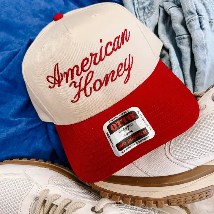 American Honey Embroidered Hat - Red