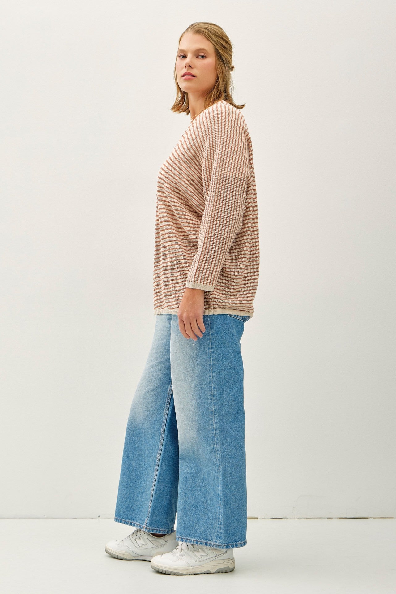 PLUS Dolman Striped Cardigan - Auburn