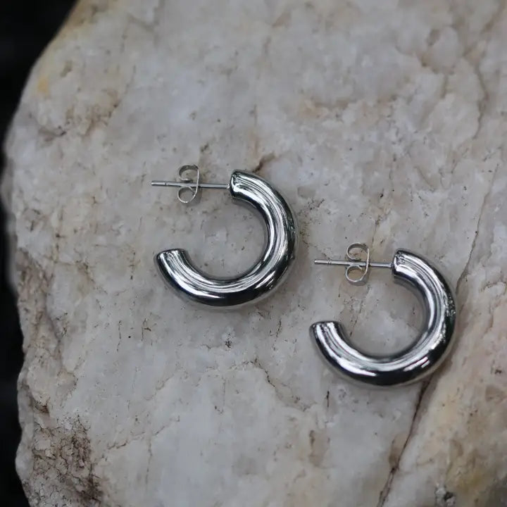 Mini Audrey Hoop Earrings - Silver