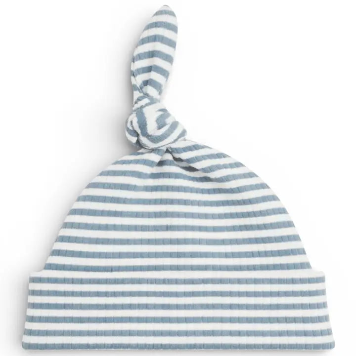Ribbed Striped Baby Beanie - Blue 0-3 mo