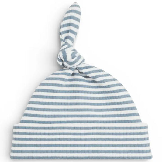 Ribbed Striped Baby Beanie - Blue 0-3 mo
