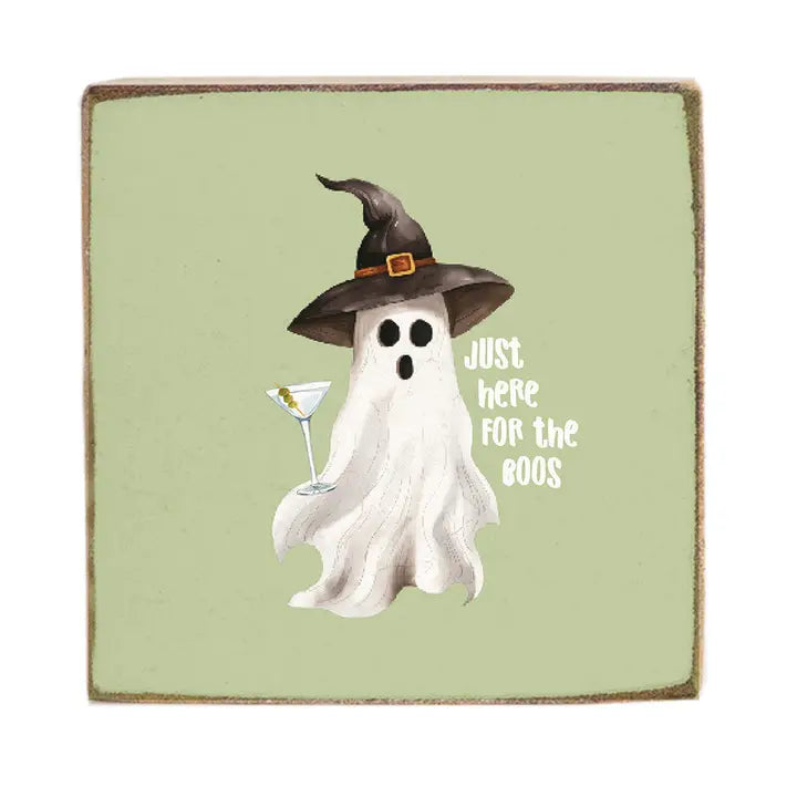 Just Here For The Boos Wood Block Decor