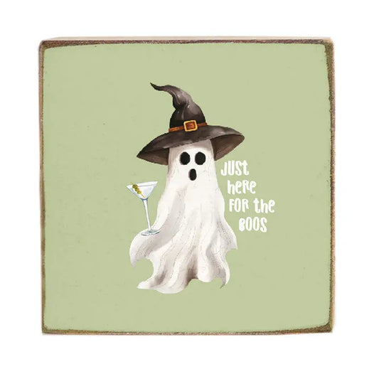 Just Here For The Boos Wood Block Decor