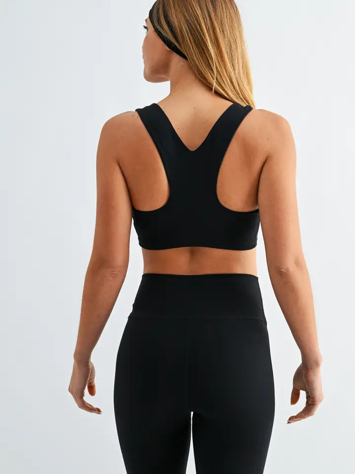 Cloud Light Square Neck Sports Bra - Black
