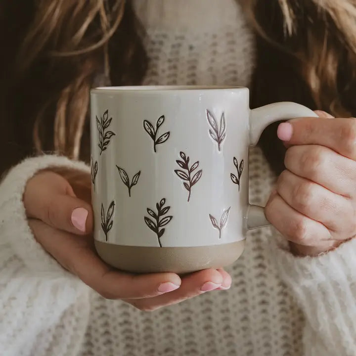 Brown Leaves Stoneware Mug