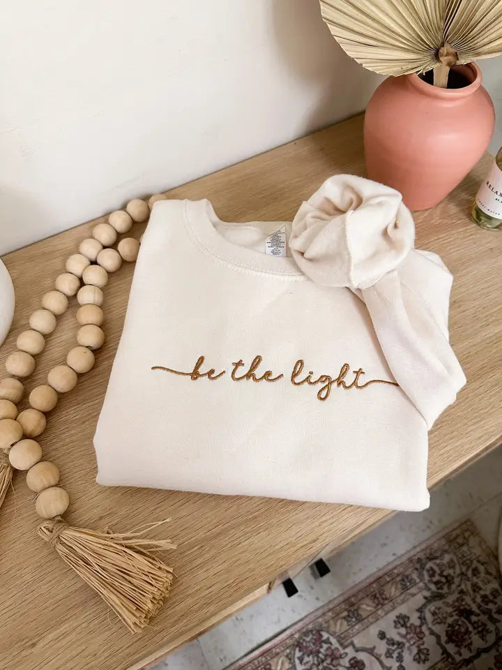 Be The Light Embroidered Sweatshirt - Cream