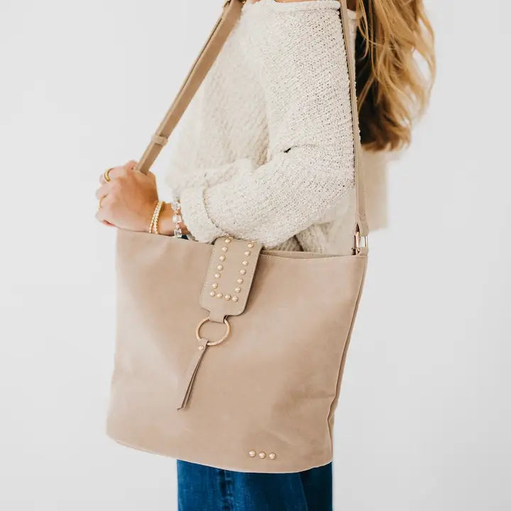 Faux Suede Bucket Bag - Taupe