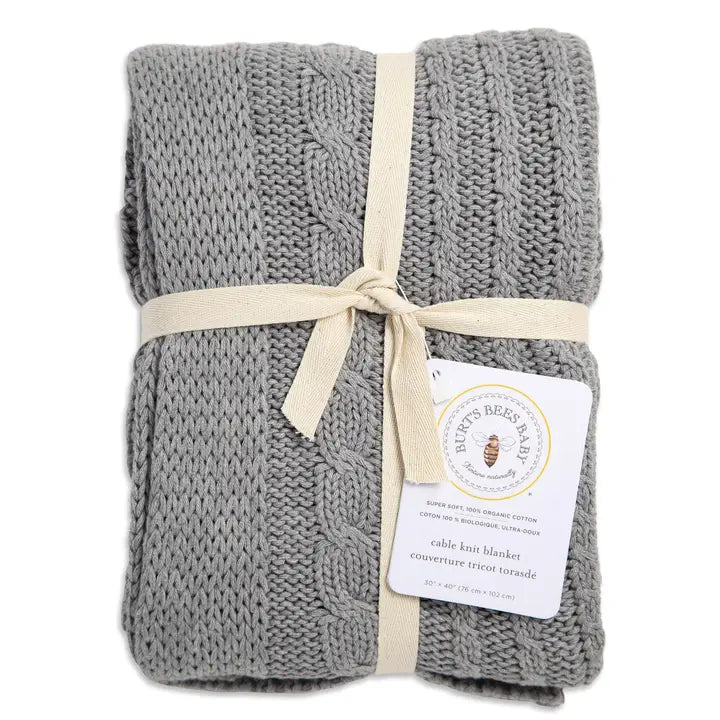 Organic Cotton Cable Knit Stroller Blanket