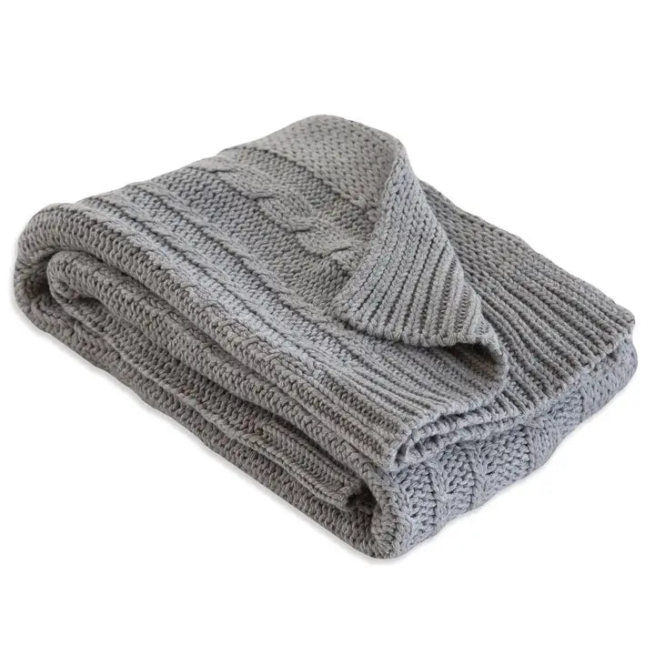 Organic Cotton Cable Knit Stroller Blanket