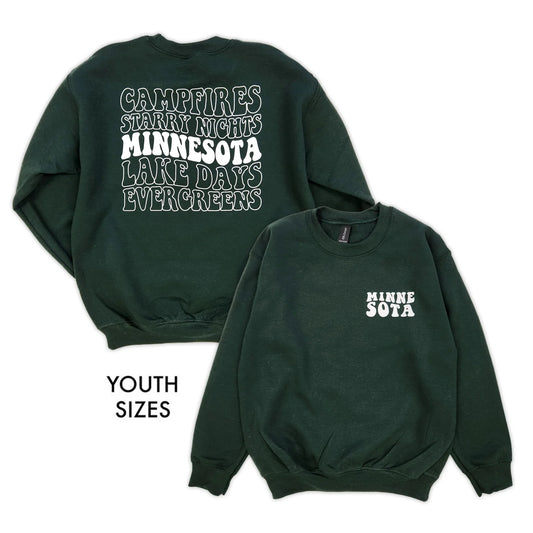 Youth MN Campfire Crewneck - Forest