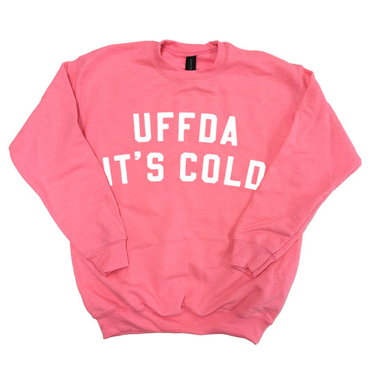 Uffda It's Cold Youth Crewneck - Safety Pink