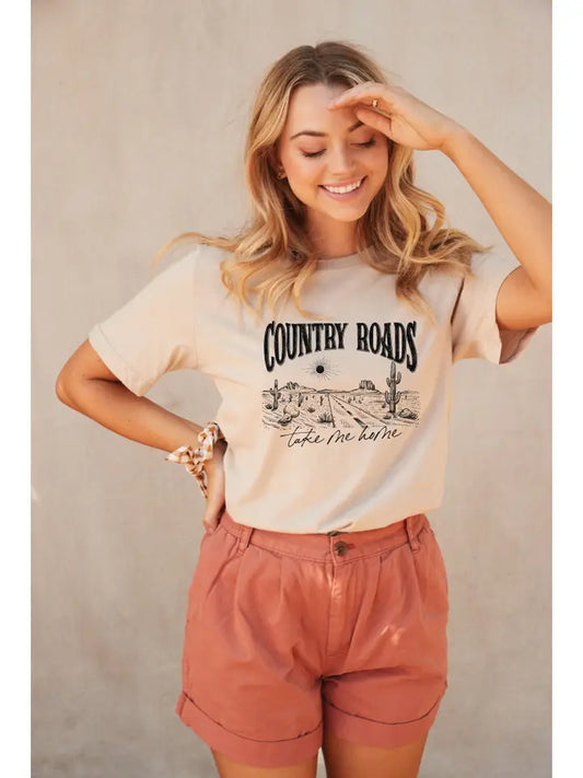 Country Roads Graphic Tee - Tan