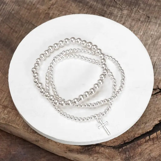 Cross Charm Bracelet Set (2 colors)
