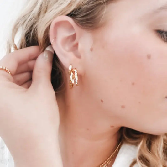 Stole The Crystal Double Hoops - WATERPROOF