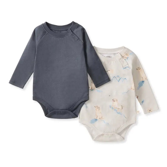 Long Sleeve Cotton Onesie - Deep Blue