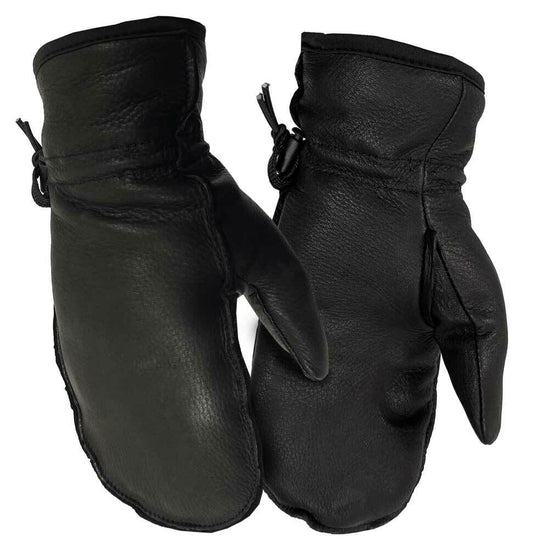 Premium Deerskin Lined Mittens - Black