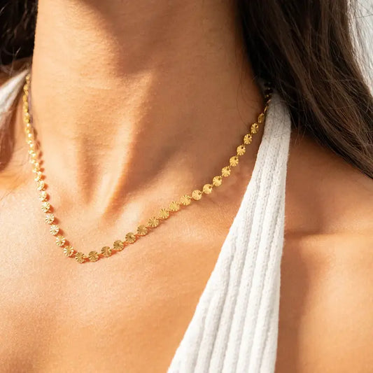 18K Gold Plated Disc Chain Necklace (2 colors)