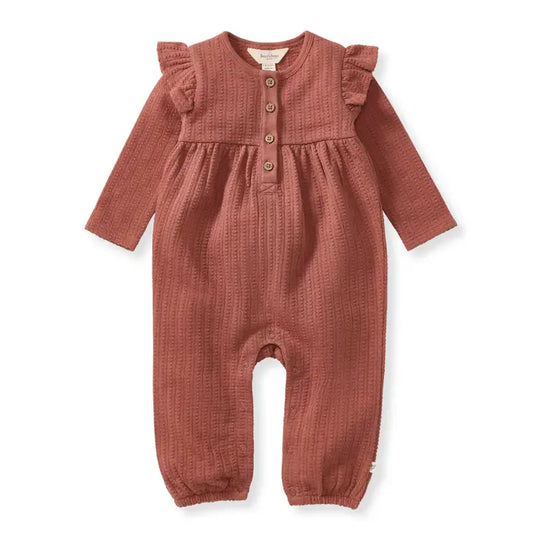 Dotted Rib Infant Jumpsuit - Mauve