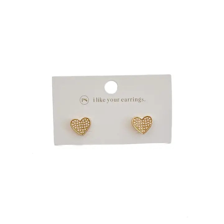 Heart of Pearls Stud Earrings - WATERPROOF