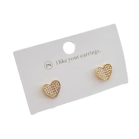 Heart of Pearls Stud Earrings - WATERPROOF