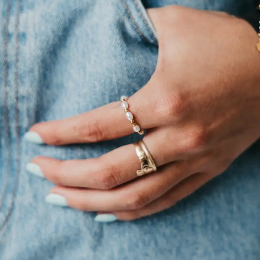 Elegant Gold Pearl Ring - WATERPROOF