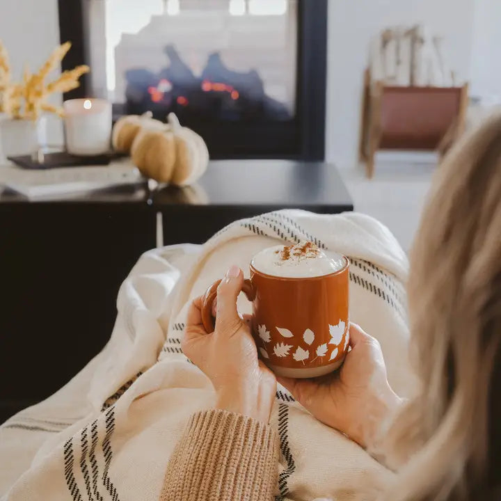 Fall Leaves Stoneware Mug - Rust