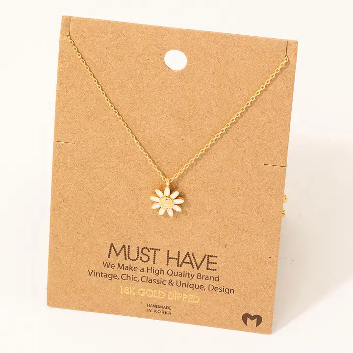 Dainty Daisy Flower Necklace - White