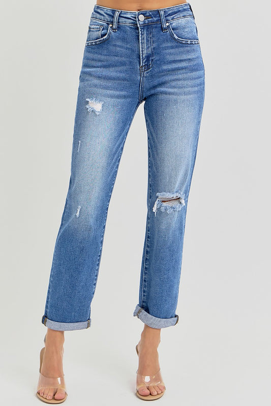 High Rise Crop Girlfriend Denim