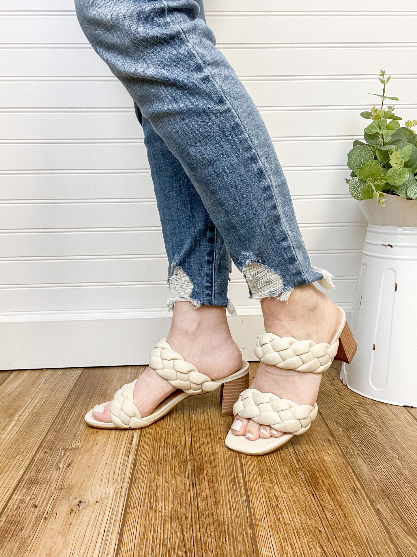 Amelia Braided Heels - Beige