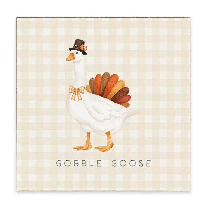 Goose Thanksgiving Wood Block Decor