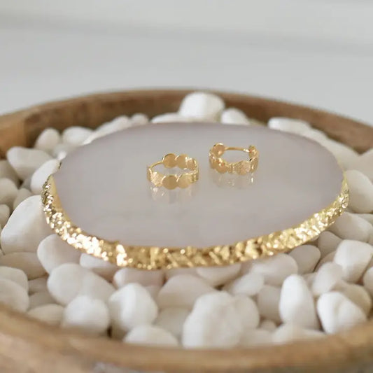 Textured Elegant Hoop Earrings - 18k Gold Plated