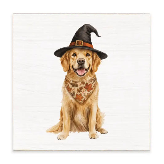 Halloween Dog Wood Block Decor