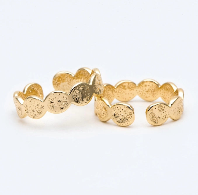 Hammered Adjustable Ring - Gold Plated